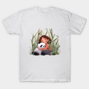 Cute Giant Panda Animal Loving Cuddle Embrace Children Kid Tenderness T-Shirt